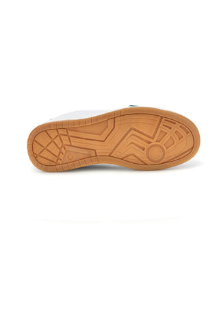 Weiße Turnschuhe mit grünen Champion Rs25 U Gs Details