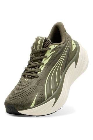 Olivgrüne Laufschuhe aus Mesh mit Profoam-Dämpfung Puma Maxima Pro