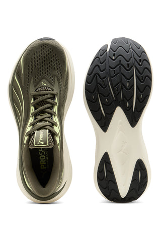 Olivgrüne Laufschuhe aus Mesh mit Profoam-Dämpfung Puma Maxima Pro