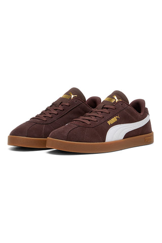 Braune Sneakers aus Wildleder mit goldenem Puma Club II-Logo