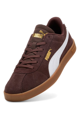 Braune Sneakers aus Wildleder mit goldenem Puma Club II-Logo