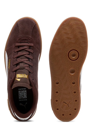 Braune Sneakers aus Wildleder mit goldenem Puma Club II-Logo
