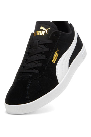 Schwarze Sneakers aus Wildleder mit goldenem Puma Club II-Logo