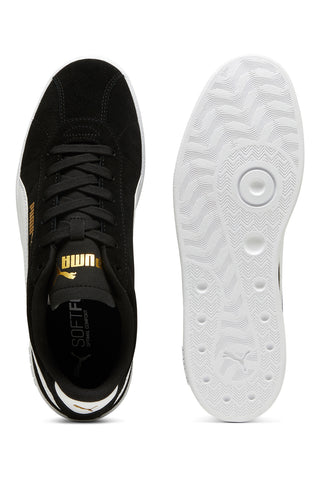 Schwarze Sneakers aus Wildleder mit goldenem Puma Club II-Logo
