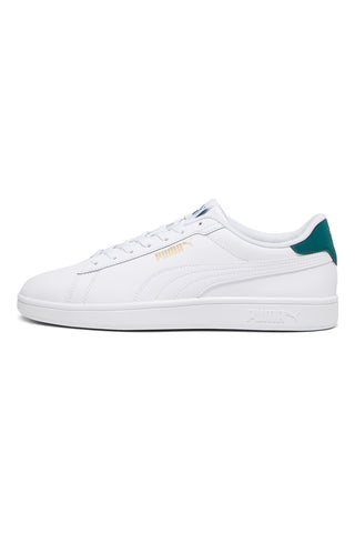 Weiße Sneakers mit grünen Details aus Komfortleder Puma Smash 3.0 L