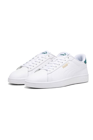 Weiße Sneakers mit grünen Details aus Komfortleder Puma Smash 3.0 L