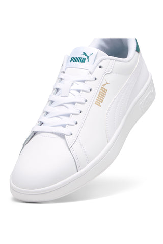 Weiße Sneakers mit grünen Details aus Komfortleder Puma Smash 3.0 L