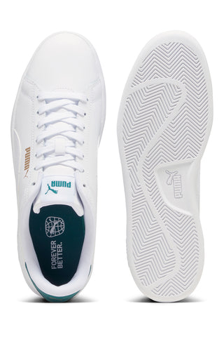 Weiße Sneakers mit grünen Details aus Komfortleder Puma Smash 3.0 L