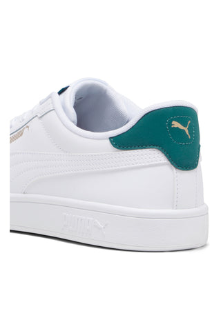 Weiße Sneakers mit grünen Details aus Komfortleder Puma Smash 3.0 L