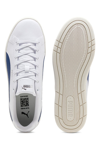 Weiße Sneakers mit blauen Details und SoftFoam+-Einlegesohle Puma Court Classico