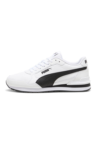 Weiße Leder Sportschuhe mit schwarzen Details Puma ST Runner v4 L