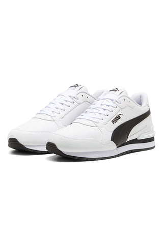 Weiße Leder Sportschuhe mit schwarzen Details Puma ST Runner v4 L