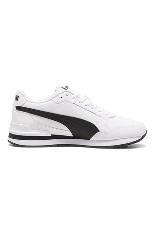 Weiße Leder Sportschuhe mit schwarzen Details Puma ST Runner v4 L