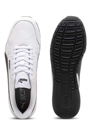 Weiße Leder Sportschuhe mit schwarzen Details Puma ST Runner v4 L