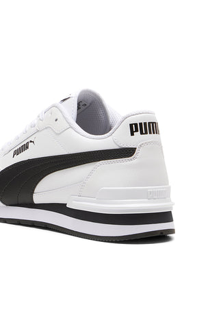 Weiße Leder Sportschuhe mit schwarzen Details Puma ST Runner v4 L