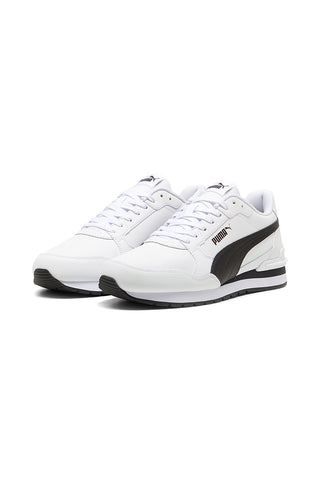 Weiße Leder Sportschuhe mit schwarzen Details Puma ST Runner v4 L