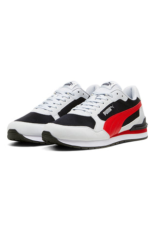 Weiße, schwarze und rote Sneakers aus Mesh mit SoftFoam+-Einlegesohle Puma ST Runner v4 Mesh