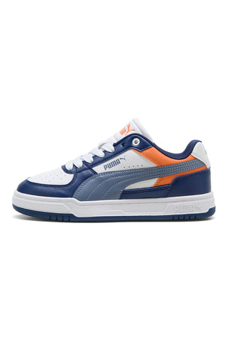 Weiß blau und orange Gericht Stil Trainer Puma Caven III Block Jr