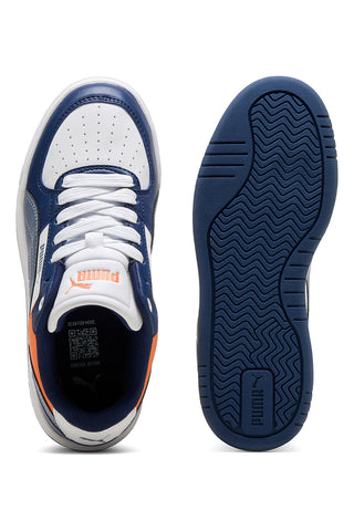 Weiß blau und orange Gericht Stil Trainer Puma Caven III Block Jr