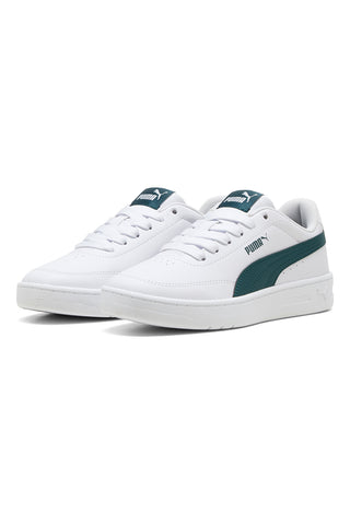Weiße und grüne Court Style Turnschuhe Puma Court Classic Clean Jr