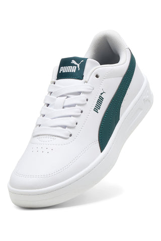 Weiße und grüne Court Style Turnschuhe Puma Court Classic Clean Jr