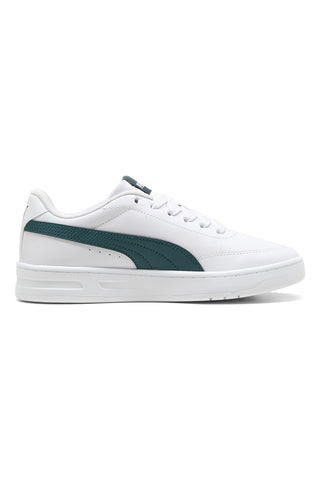 Weiße und grüne Court Style Turnschuhe Puma Court Classic Clean Jr