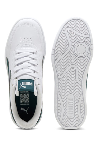 Weiße und grüne Court Style Turnschuhe Puma Court Classic Clean Jr