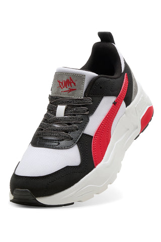 Schwarz und Rot Weiß Mesh Turnschuhe Puma Trinity 2 LT Mid 90s Jr