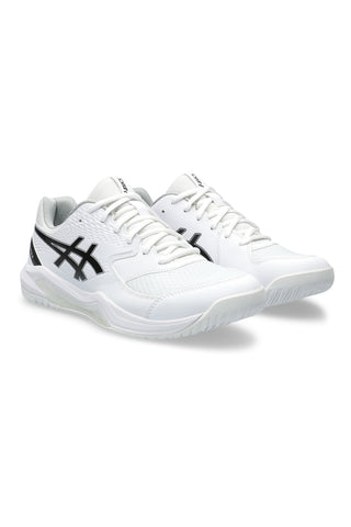 Tennisschuhe weiß schwarz Stabilität Dämpfung Asics Gel-dedicate 8