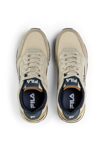 Beige Turnschuhe mit blauen Fila Hyper Einsätzen
