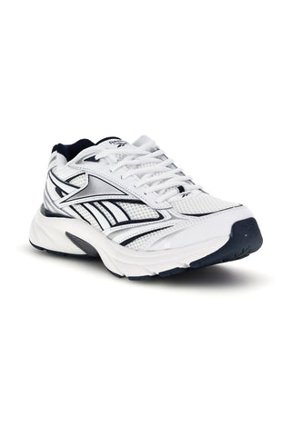Weiße Turnschuhe mit marineblauen und silbernen Einsätzen Reebok Belwave