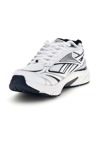 Weiße Turnschuhe mit marineblauen und silbernen Einsätzen Reebok Belwave