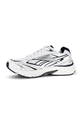 Weiße Turnschuhe mit marineblauen und silbernen Einsätzen Reebok Belwave