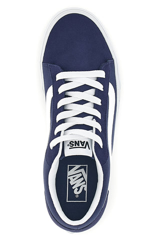 Blaue Turnschuhe mit weißem Einsatz low profile Vans Vero LS