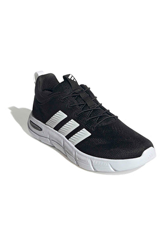 Leichte schwarze Mesh-Sneakers mit elastischen Schnürsenkeln Adidas Cloudfoam Flex