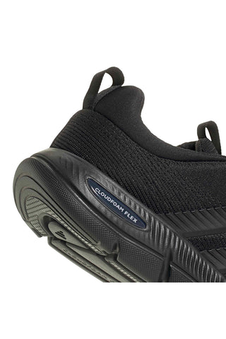 Leichte schwarze Mesh-Sneakers mit elastischen Schnürsenkeln Adidas Cloudfoam Flex