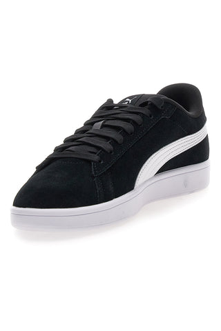 Puma Smash 3 Schwarze Lederschuhe mit seitlichem Logo
