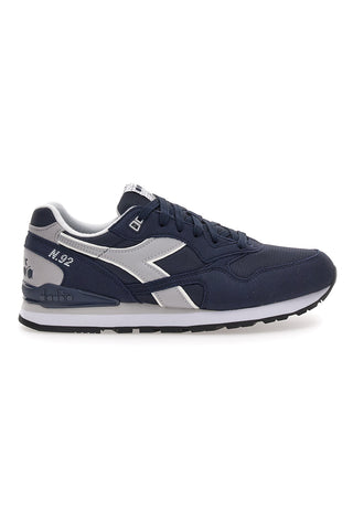 Diadora N.92 blaue Sneaker mit grauen Einsätzen aus technischem Gewebe