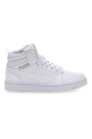 Puma Rebound V6 weiße Mid-Cut-Sneaker mit perforiertem Obermaterial