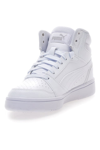 Puma Rebound V6 weiße Mid-Cut-Sneaker mit perforiertem Obermaterial