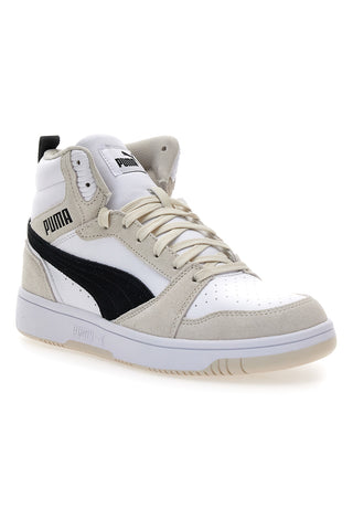 Sneakers bianche e beige mid-cut inserti a contrasto Puma Rebound V6 SD