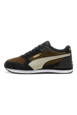 Olivgrüne und schwarze Sneaker mit Ledereinsätzen Puma ST Runner V4 SD
