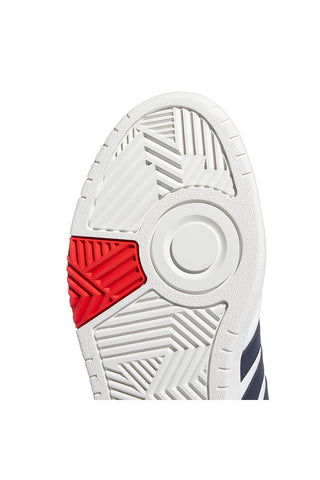 Weiße Sneakers mit blauen und roten Details Adidas Hoops 3.0