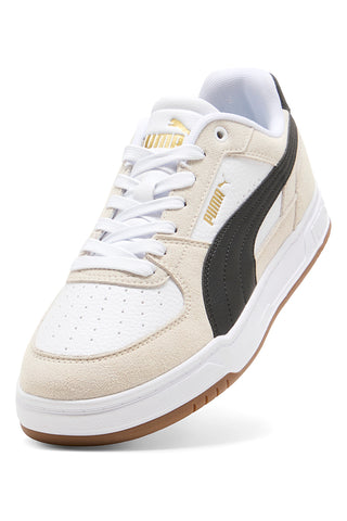Weiße und beige Sneaker mit schwarzen Details: Puma Caven III OG