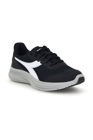 Schwarze Sneaker mit weißem Logo und grauer Sohle: Diadora Eagle 9