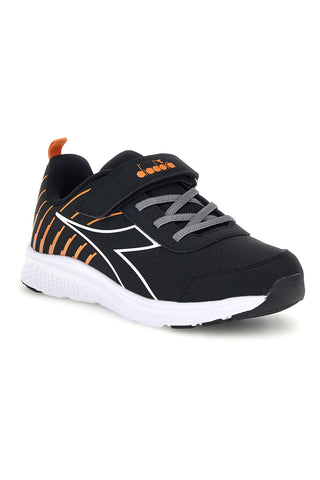 Sneakers nere con inserti arancioni e chiusura a strappo Diadora Falcon 6 SL JR V