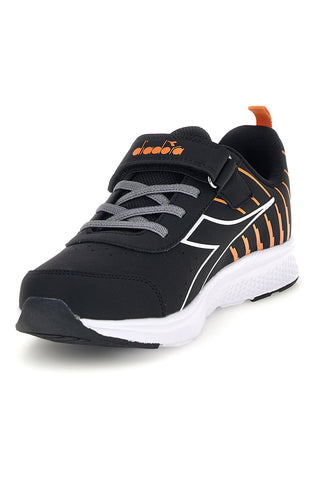 Sneakers nere con inserti arancioni e chiusura a strappo Diadora Falcon 6 SL JR V
