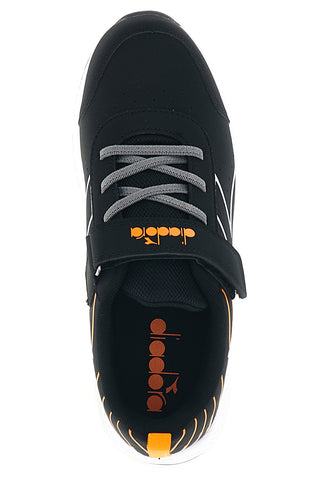 Sneakers nere con inserti arancioni e chiusura a strappo Diadora Falcon 6 SL JR V