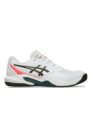 Weiße Tennisschuhe mit schwarzem Asics-Logo: Gel-Dedicate 9 Clay