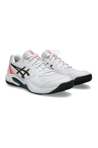 Weiße Tennisschuhe mit schwarzem Asics-Logo: Gel-Dedicate 9 Clay